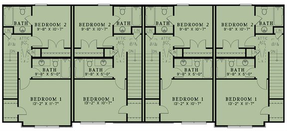 Fourplex Plan with Private Patios