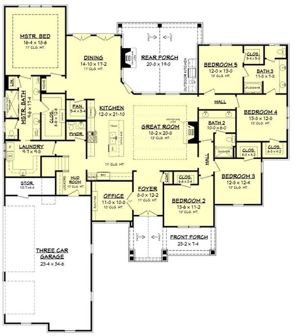 Home Plan - Ranch House Plans with Open Floor Plans