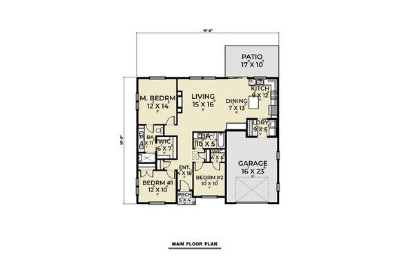 Ranch Cheap-to-Build Open Floor Plan