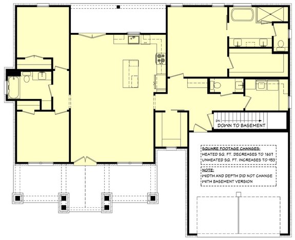 Ranch House Plan with Basement
