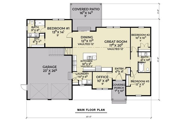 Three-Bedroom Plan with Bonus Room