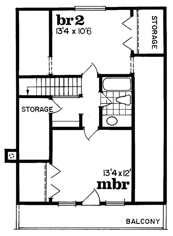 3 Bedroom Chalet House Plan 47-665 - Upper Floor Plan