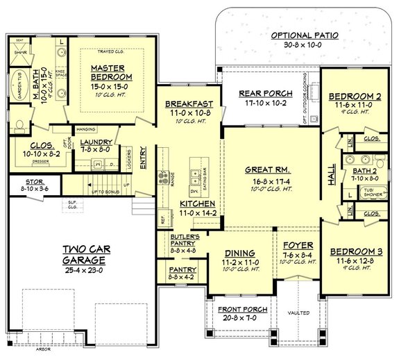 11 Craftsman House Plans With Photos, Country Craftsman House Plan With Split Bedroom Layout