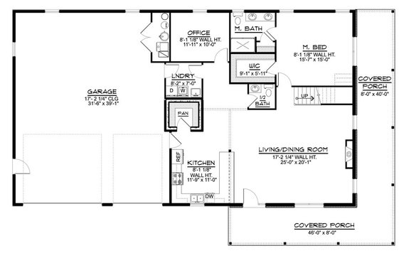 Barndominium Plan with Big Garage 1064-111 - Main Floor