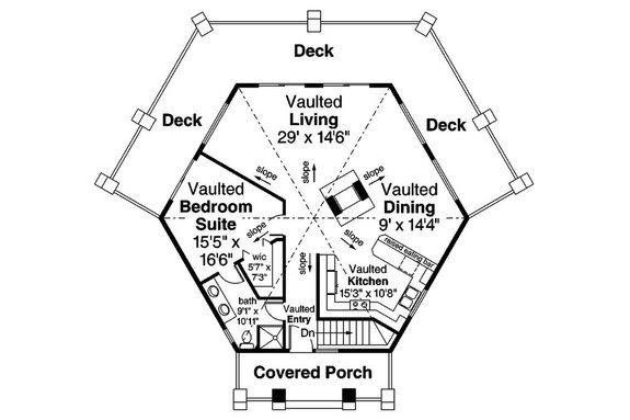 Cool Hexagon House Plan 124-1143 - Main Floor Plan