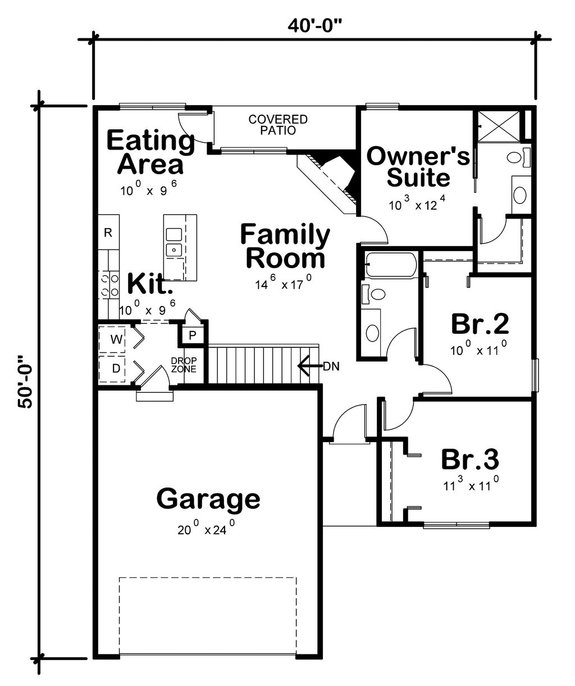 Country Plan with Covered Patio