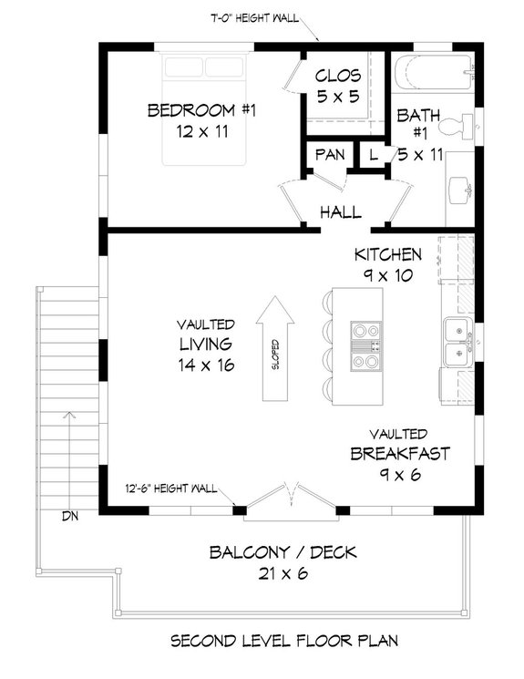 Garage Apartment Plan with Deck