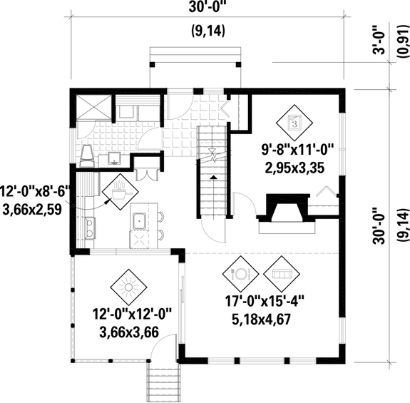 Three-Bedroom Plan with Screened Porch