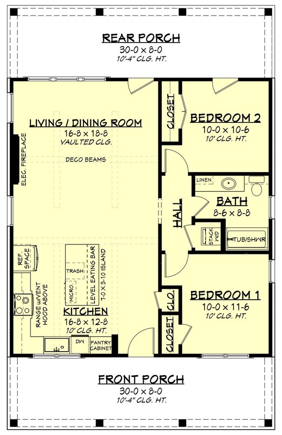 Modest House Plan with Big Kitchen Island