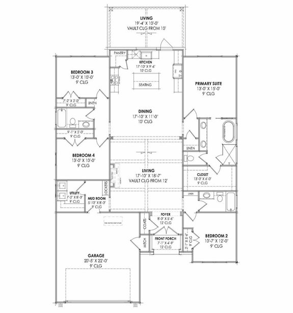 Cottage Plan with Two Bedroom Suites