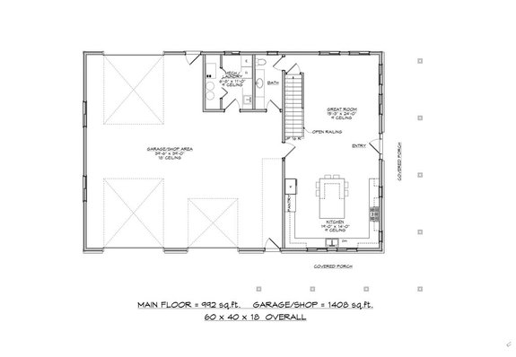 Barndominium Floor Plan with Open Layout