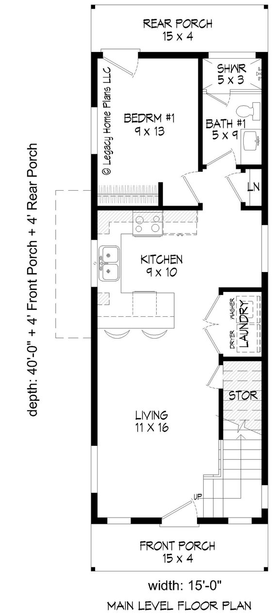 Narrow Lot House Plan with Rooftop Deck