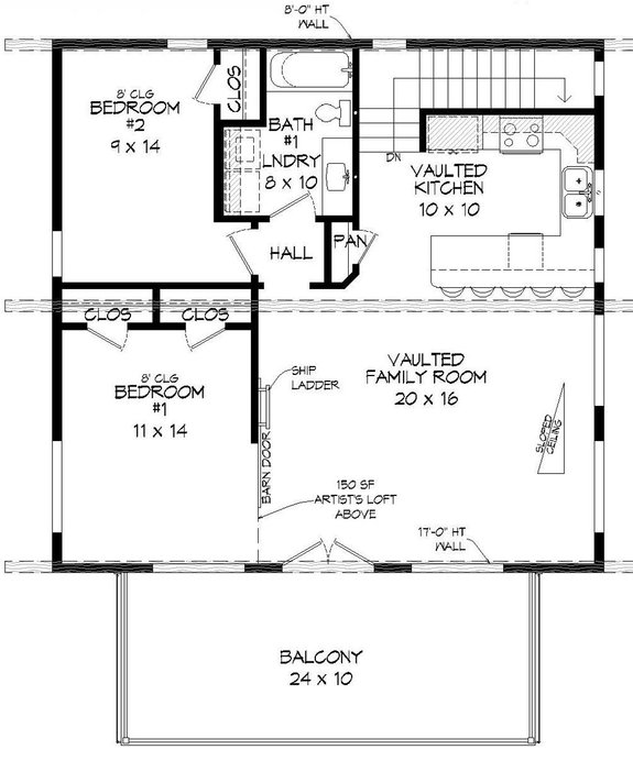 Modern House Plan 932-42 - Upper Floor Plan