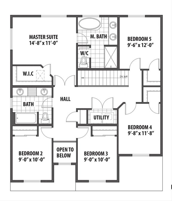 Small Five-Bedroom House Plan 569-34  - Upper Floor