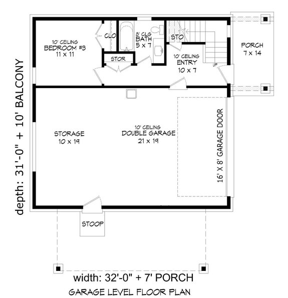 Modern Cabin Plan with Garage