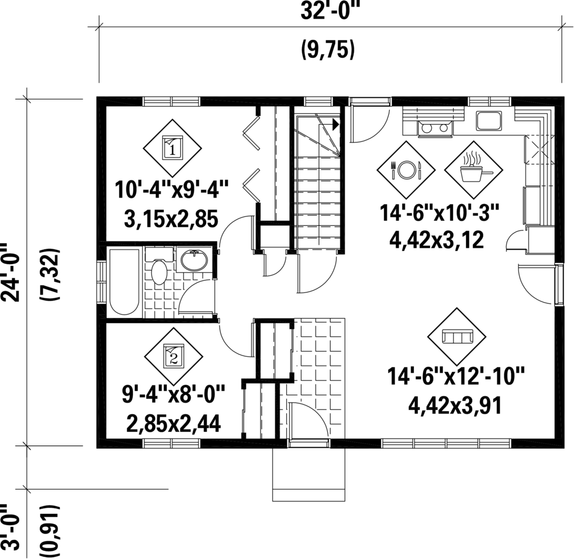 Ranch Plan for Narrow Lot