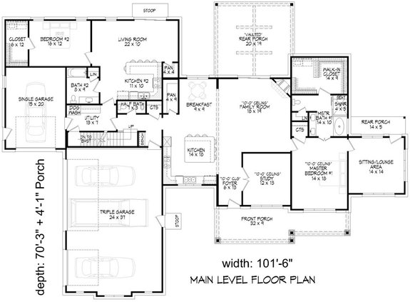 Multigenerational House Plan with Four-Car Garage