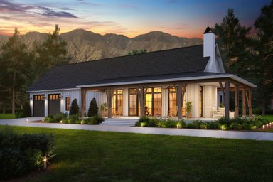Single-Story Barndominium with Wraparound Porch Plans