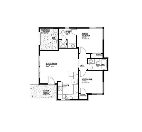 Cozy 2 Bed 2 Bath House Plan