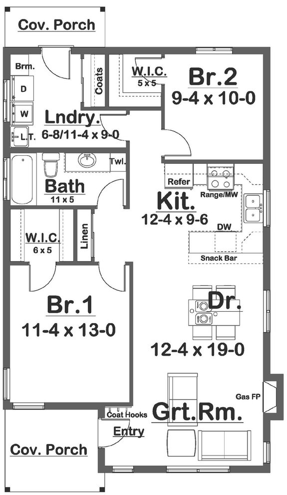 Two-Bedroom Cottage Plan