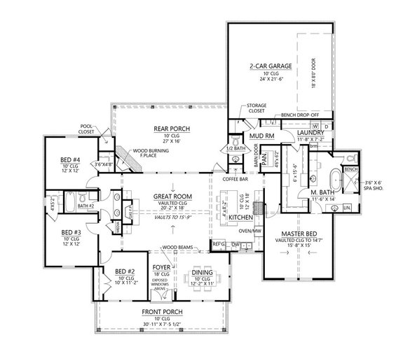 Rear Porch with Wood Burning Fireplace