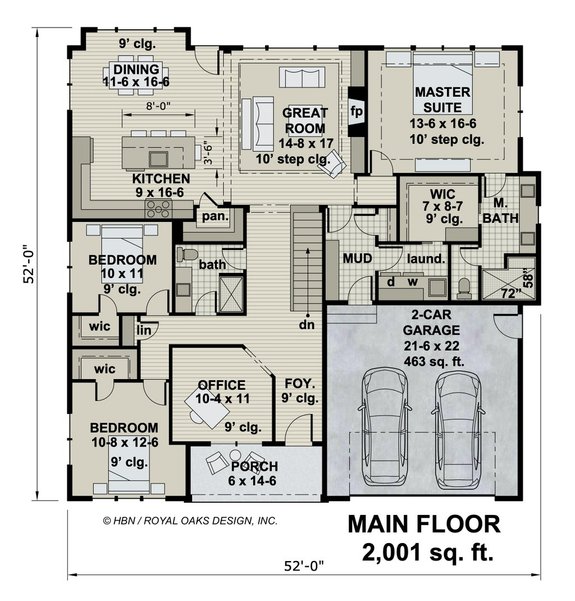 House Plan with Basement and Office