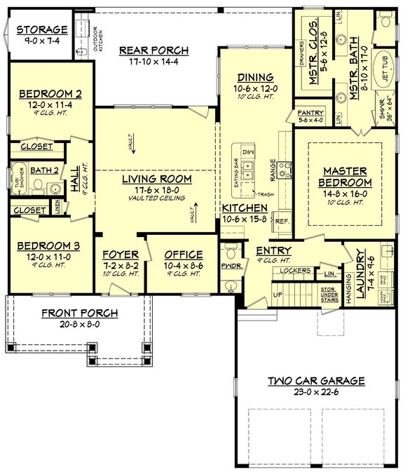 House Plan With Two Story Library