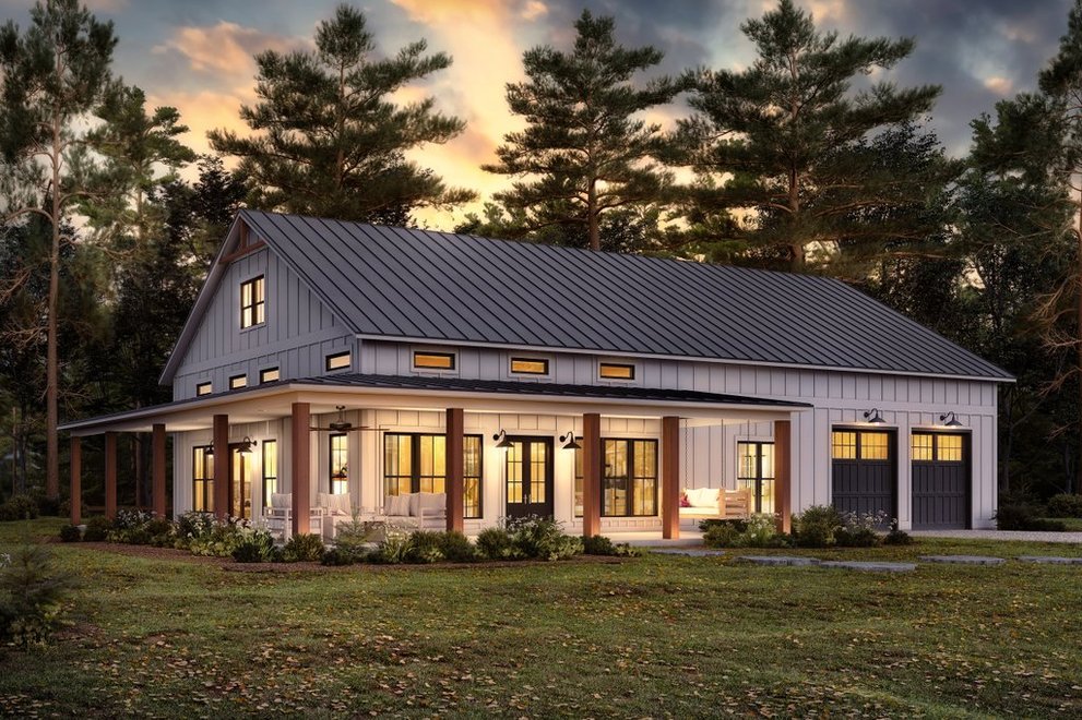 3 Bedroom Open-Concept Barndominium Plans