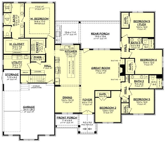 5 Bedroom House Plan with Luxe Primary Suite