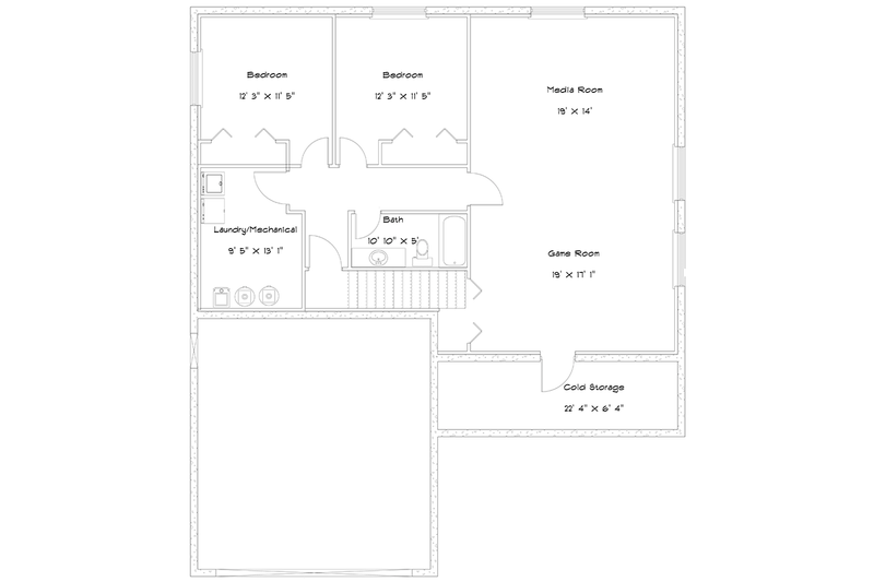 Dream House Plan - Floor Plan - Lower Floor for Ranch House Plan #1060-16 - 5 bed, 3.5 bath