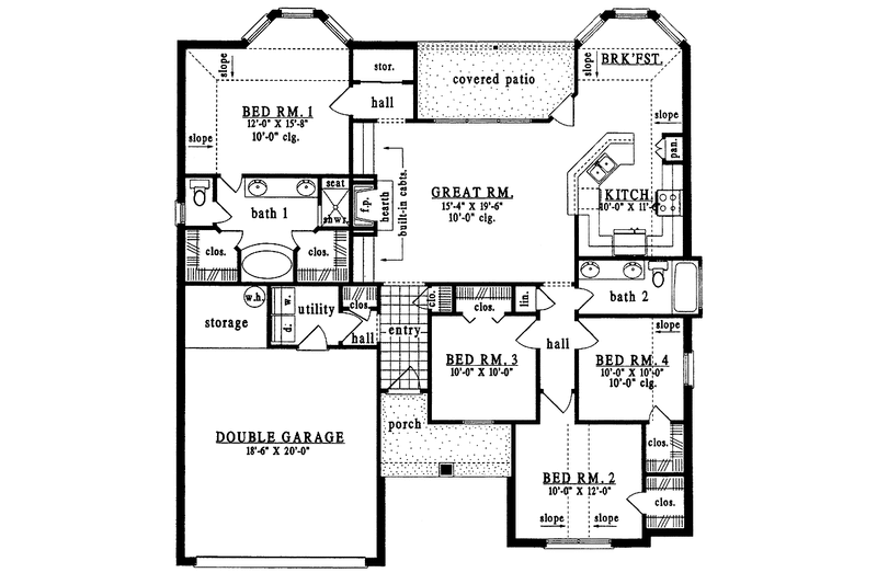 Home Plan - Floor Plan - Main Floor for European House Plan #42-526 - 4 bed, 2 bath