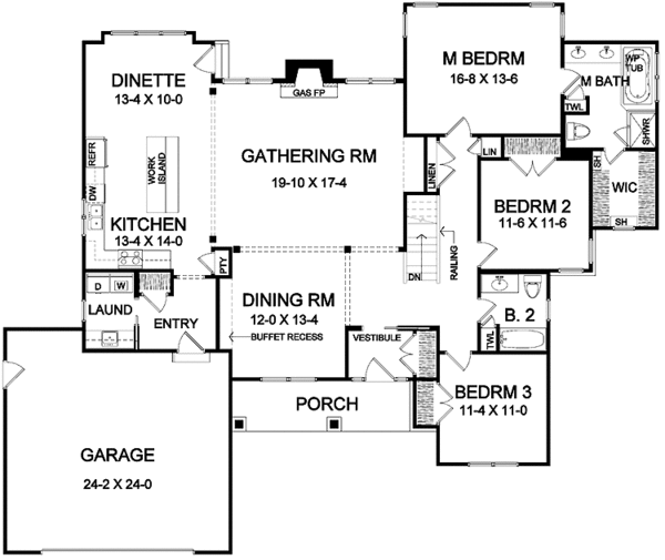 Architectural House Design - Craftsman Floor Plan - Main Floor Plan #328-363