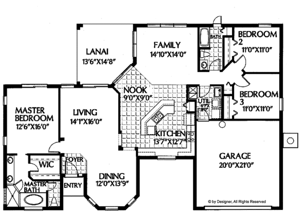 Architectural House Design - Mediterranean Floor Plan - Main Floor Plan #999-8