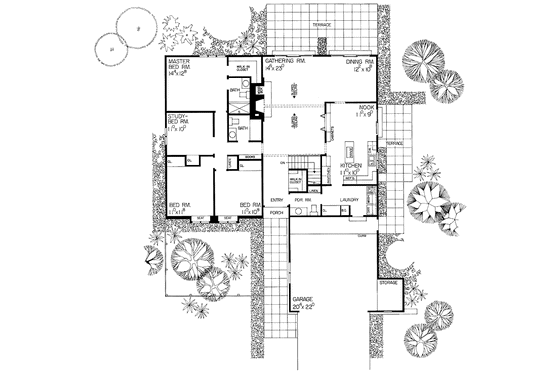 Floor Plan - Main Floor for Ranch House Plan #72-650 - 3 bed, 2.5 bath