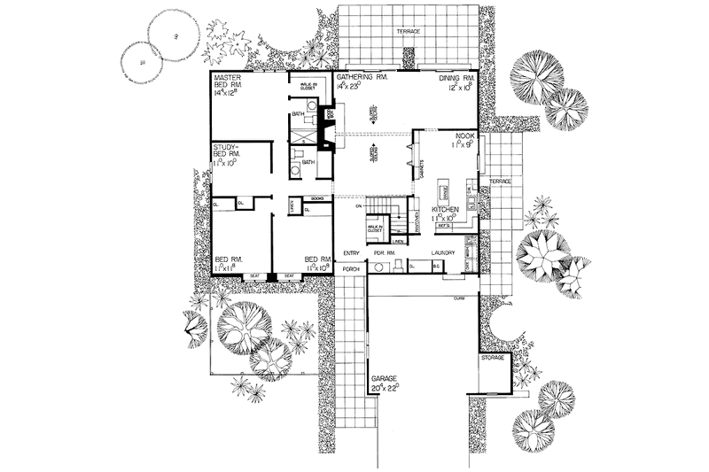Dream House Plan - Floor Plan - Main Floor for Ranch House Plan #72-650 - 3 bed, 2.5 bath