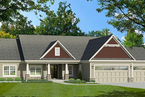 Exterior - Front Elevation 3 for Ranch House Plan #1010-193 - 3 bed, 2 bath