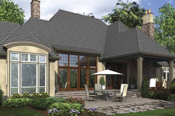 Exterior - Rear Elevation for European House Plan #48-878 - 4 bed, 3.5 bath