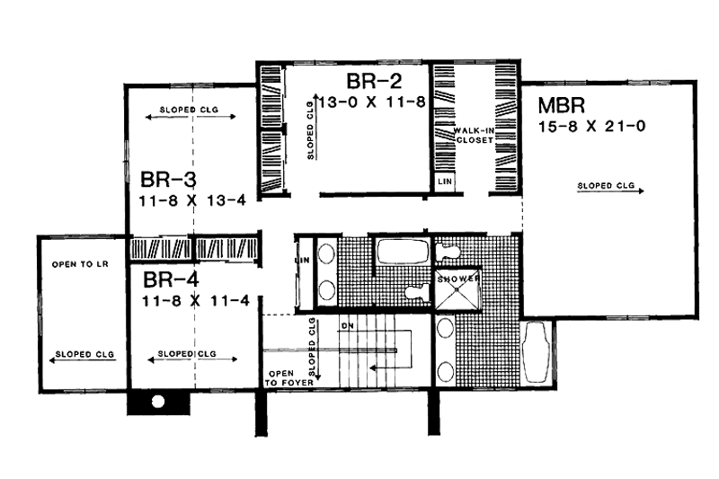 Architectural House Design - Floor Plan - Upper Floor for Contemporary House Plan #72-1064 - 4 bed, 2.5 bath