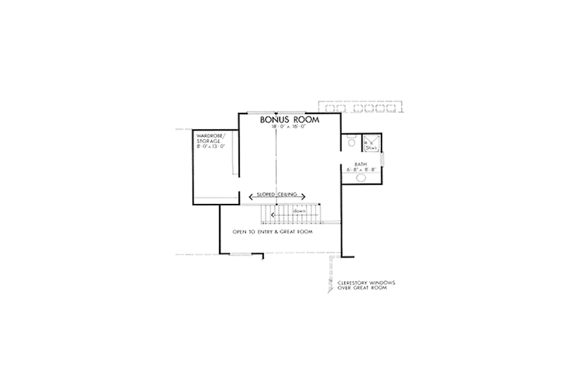 Home Plan - Floor Plan - Upper Floor for Contemporary House Plan #320-1172 - 2 bed, 3 bath