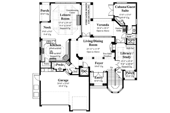 Floor Plan - Main Floor for Mediterranean House Plan #930-283 - 5 bed, 5.5 bath