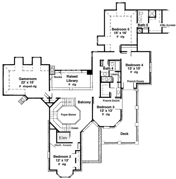 Home Plan - European Floor Plan - Upper Floor Plan #410-3573