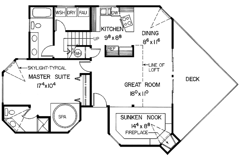 Home Plan - Floor Plan - Main Floor for Contemporary House Plan #60-684 - 2 bed, 2 bath