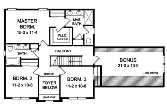 Floor Plan - Upper Floor for Traditional House Plan #1010-143 - 3 bed, 2.5 bath