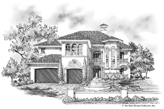 Exterior - Front Elevation 3 for Mediterranean House Plan #930-283 - 5 bed, 5.5 bath