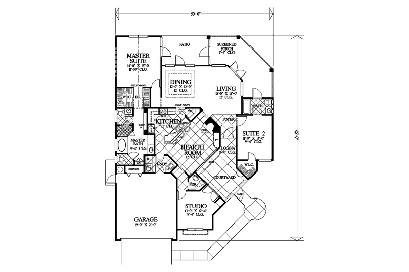 Home Plan - Floor Plan - Main Floor for European House Plan #1007-33 - 2 bed, 2.5 bath