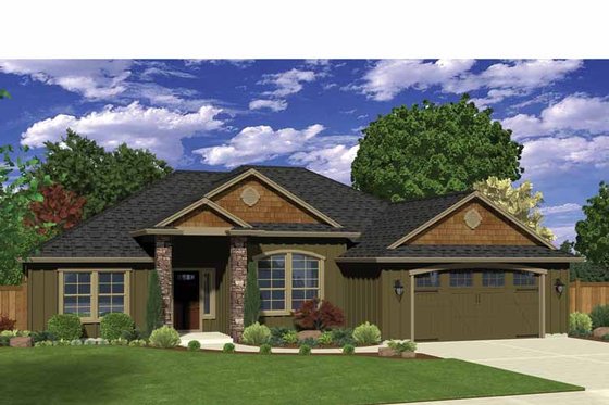 Exterior - Front Elevation 3 for Ranch House Plan #943-33 - 3 bed, 2 bath