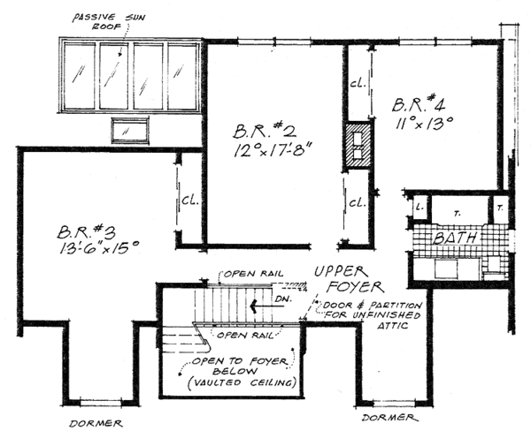 Colonial Floor Plan - Upper Floor Plan #315-118