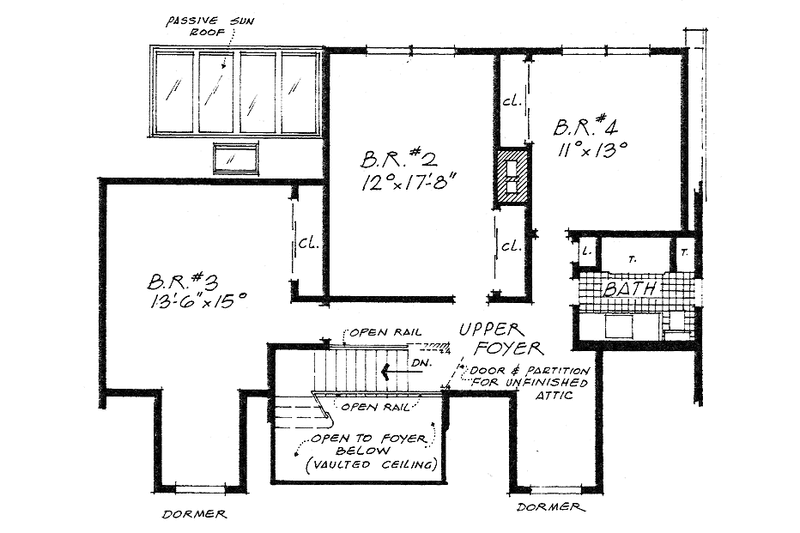 House Blueprint - Floor Plan - Upper Floor for Colonial House Plan #315-118 - 4 bed, 2.5 bath