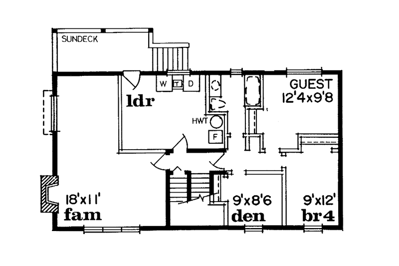 House Blueprint - Floor Plan - Main Floor for Colonial House Plan #47-716 - 3 bed, 2 bath