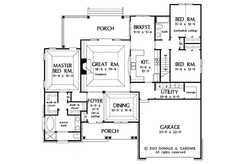Dream House Plan - Floor Plan - Main Floor for Country House Plan #929-542 - 3 bed, 2 bath